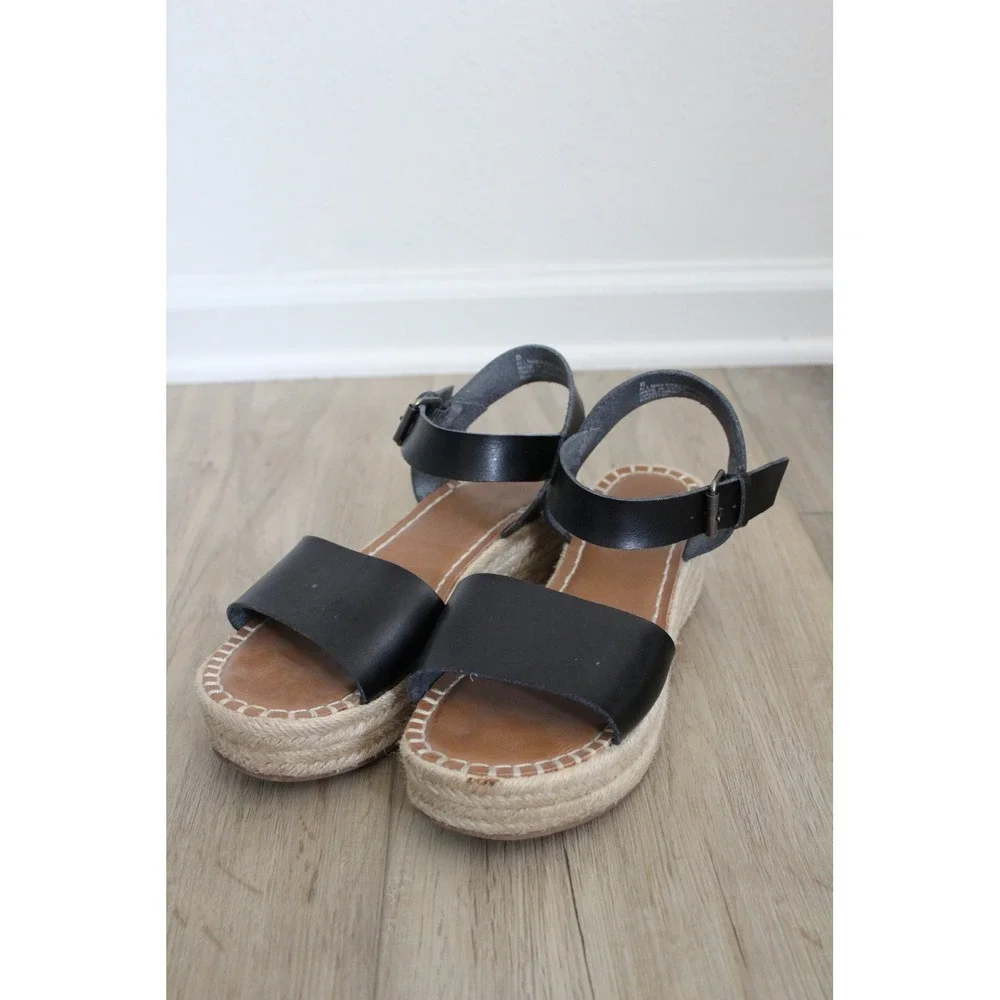 Universal Thread Black Espadrille Platform‎ Sandals Ankle Strap Women 8